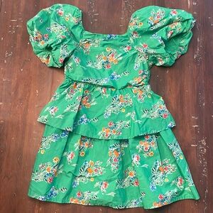 Girls S (6/7) Cat and Jack Green floral tiered dress. Excellent condition.